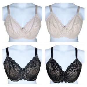 SET OF 4 Chantelle Rive Gauche Full Coverage Unlined Bra 36DDD / 36F Black Cream